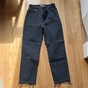 Black Frayed Hem Madewell Perfect Vintage Jeans